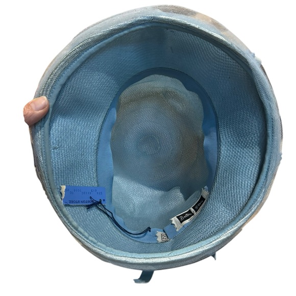 NIB Deadstock 1950s Boston Store Milw. Millinery Floral, Straw & Tulle Bucket Ha - Picture 6 of 10